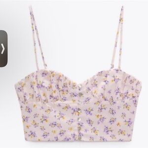 NWOT Zara Flora Bustier top